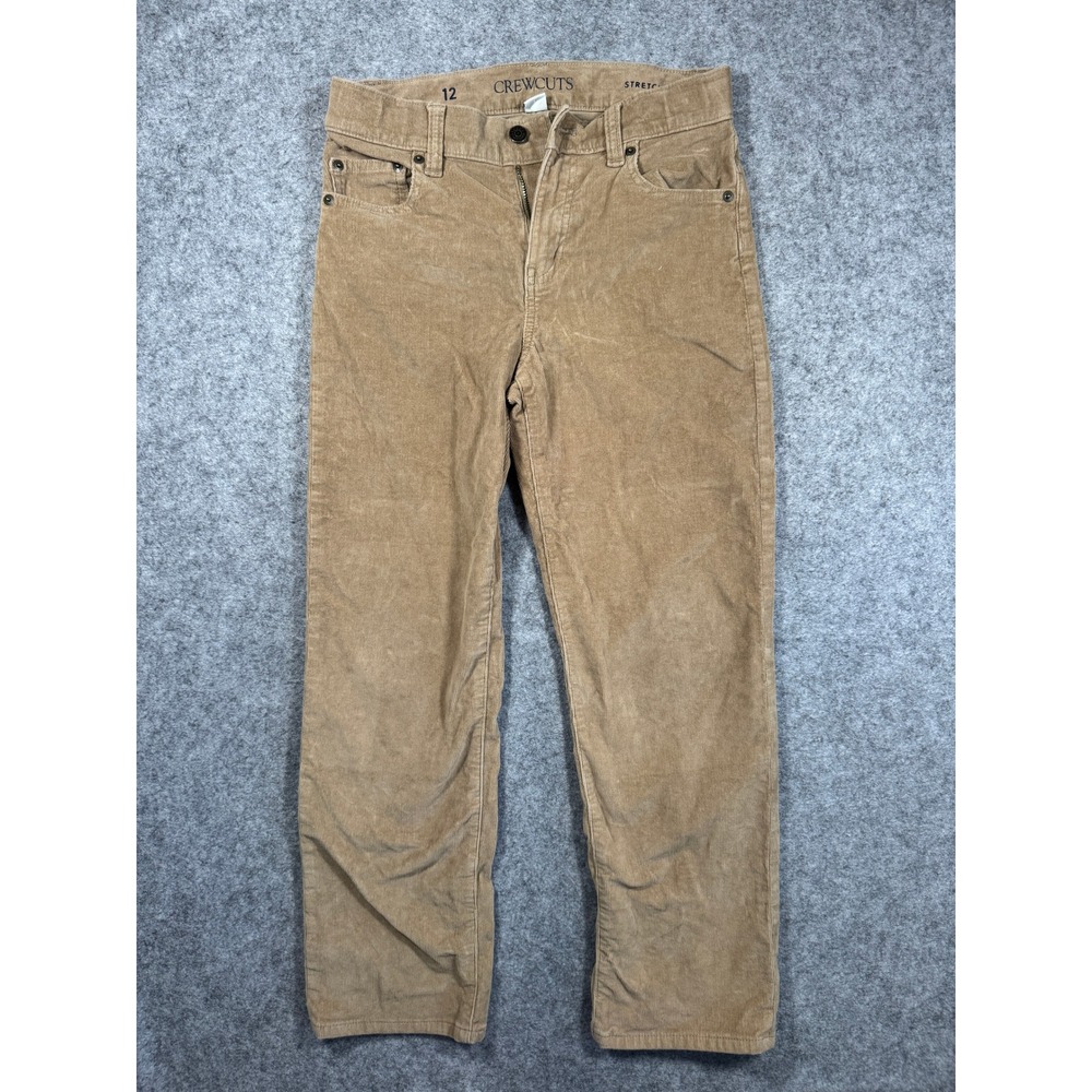 Crewcuts Boys Stretch Corduroy Pants Size 12 Tan Khaki Straight Leg 5-Pocket